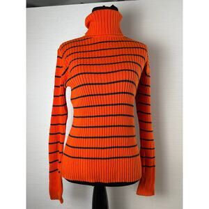 Tommy Hilfiger Jeans orange stripped turtleneck sweater women's size med